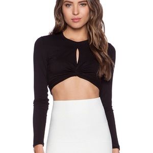 BCBGMaxAzria Taelor Keyhole Longlseeve Crop Top